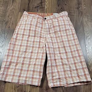 Ecko Unltd Shorts Mens 36 Burnt Orange Chino Plaid Pockets Casual Cotton